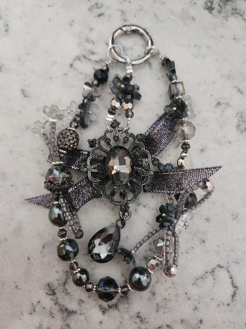 Pendant with Ribbon Accent Keychain